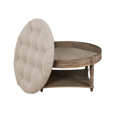 Goodsilo Round Tufted Ottoman Coffee Table Storage Footstool