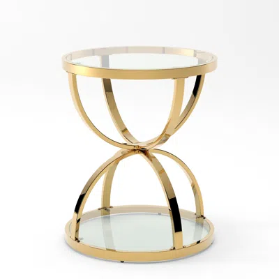 Goodsilo Round Two-tier Side Table With Sleek Streamlined Silhouette In Gold