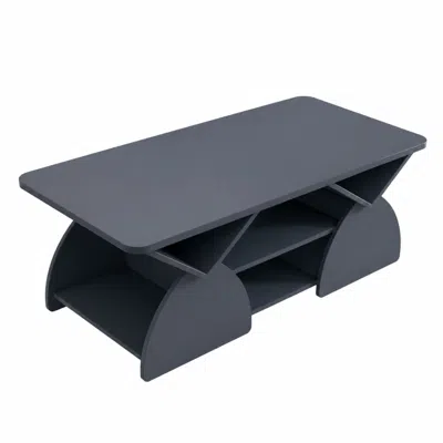 Goodsilo Rounded Corner Rectangular Coffee Table With Open Storage Shelves