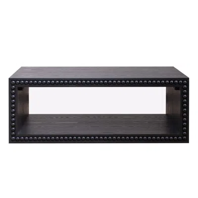 Goodsilo Rustic Beaded Edge Rectangular Coffee Table In Black