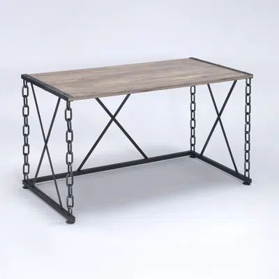 Goodsilo Rustic Oak Console Table With Industrial Metal Base