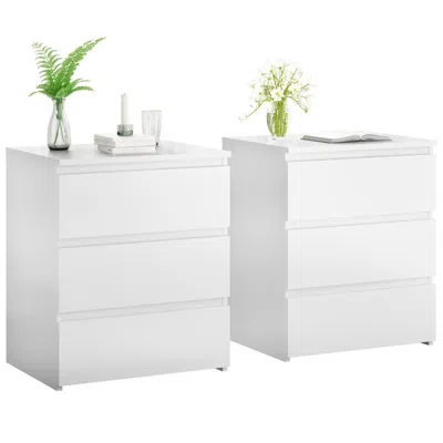 Goodsilo Set Of 2 3-drawer Dressers, Multipurpose Storage Cabinets For Home Use In White