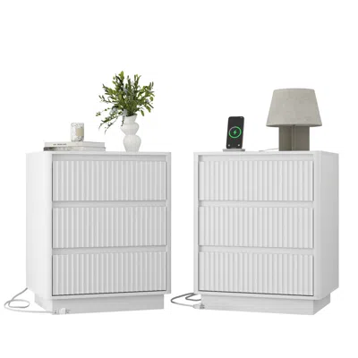 Goodsilo Set Of 2 End Tables Ideal For Multiple Indoor Spaces In White