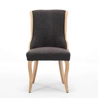Goodsilo Snow Velvet Dining Chairs With Curved Wood Trim In Black
