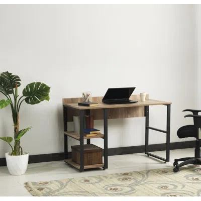 Goodsilo Solid Wood Desk In Oak,black