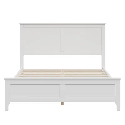 Goodsilo Solid Wood Full Size Platform Bed Modern Design In White