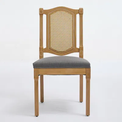 Goodsilo Solid Wood Rattan-back Dining Chair Set In Brown