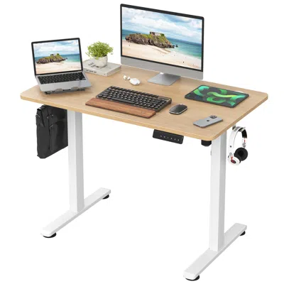 Goodsilo Stary Electric Standing Desk Adjustable Height Sit Stand In Brown