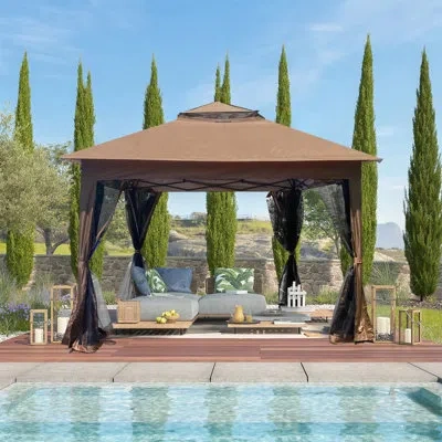Goodsilo Steel Gazebo In Brown