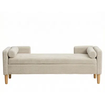 Goodsilo Storage Accent Bed Bench With Armrests Backrest And Bolsters In White