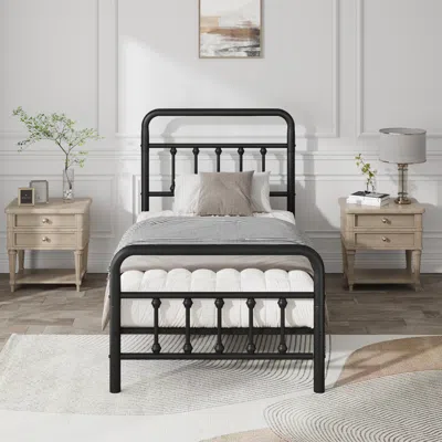 Goodsilo Sturdy Twin Metal Bed Frame With Headboard In Black