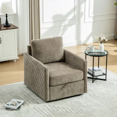 Goodsilo Swivel Storage Armchair - Space-saving Tufted Chair In Gray