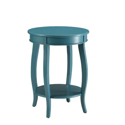 Goodsilo Teal Finish Accent Table With Round Cabriole Legs