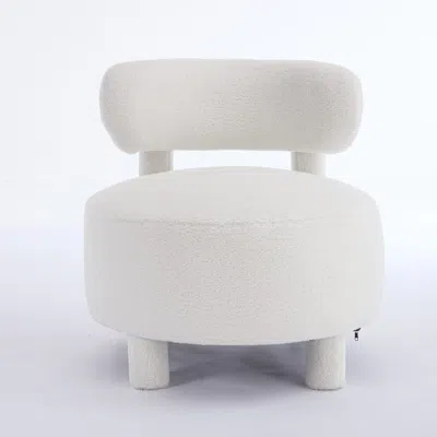 Goodsilo Teddy Fabric Armless Accent Chair Curved Backrest