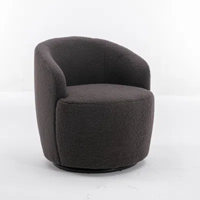 Goodsilo Teddy Fabric Swivel Accent Armchair Barrel Chair