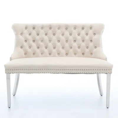 Goodsilo Tufted Velvet Double Seating Bench For Dining