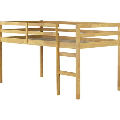 Goodsilo Twin Loft Bed With Ladder And Strengthened Slat Platform In Neutral