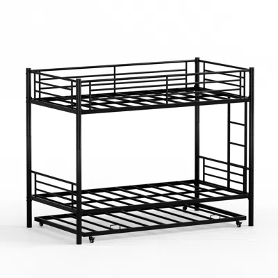 Goodsilo Twin Over Twin Bunk Bed With Trundle In Black