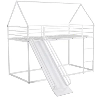 Goodsilo Twin Over Twin House Bunk Bed With Ladder & Slide