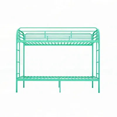 Goodsilo Twin Over Twin Metal Bunk Bed With Safety Rails In Blue