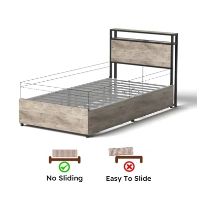 Goodsilo Twin Size Bed Frame With Attached Headboard For Bedrooms In Brown