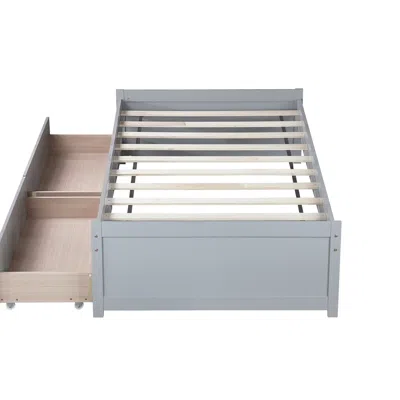 Goodsilo Twin Size Bed Frame With Storage Drawers In Blue