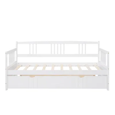 Goodsilo Twin Size Daybed With Trundle Wood Frame In White