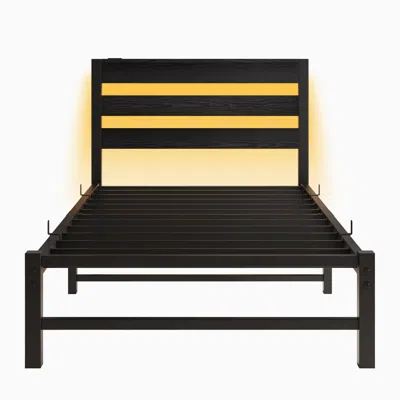 Goodsilo Twin Size Heavy Duty Platform Bed Frame With Headboard