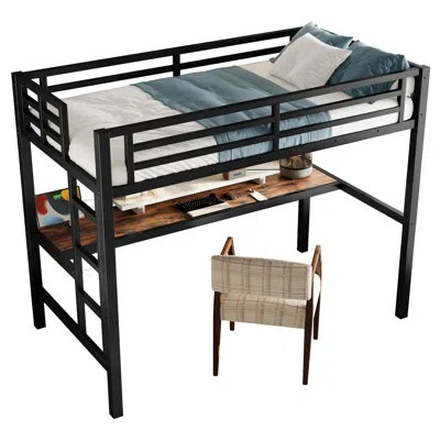 Goodsilo Twin Size Loft Bed With Integrated Desk And Addons In Black