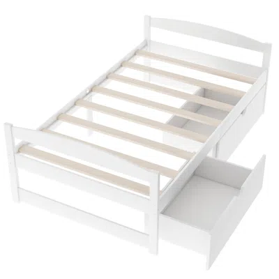 Goodsilo Twin Size Platform Bed Perfect For Various Home Space Uses In White