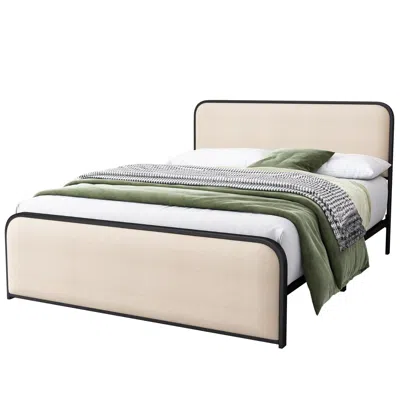 Goodsilo Upholstered Bed Frame With Headboard And Under Bed Storage In Neutral