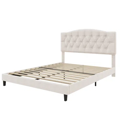 Goodsilo Upholstered Platform Bed For Residential Home Bedroom In Neutral