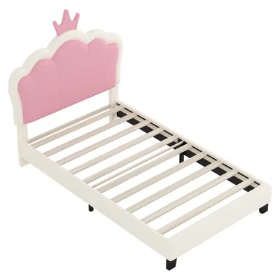 Goodsilo Upholstered Princess Bed With Crown Headboard In White