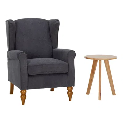 Goodsilo Vintage Reading Chair And Wood Coffee Table Set