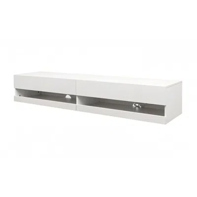 Goodsilo Wall Mounted Floating Tv Stand Led Lighting In White