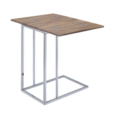 Goodsilo Weathered Oak Chrome Accent Table