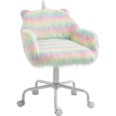 Goodsilo Whimsical Plush Swivel Unicorn Office Desk Chair In Multi