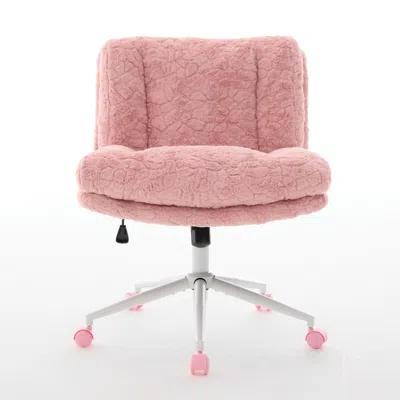 Goodsilo Wider Seat Office Chair With Adjustable Ergonomic Support In Pink