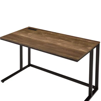 Goodsilo Writing Desk With Built-in Usb Charging Port In Brown