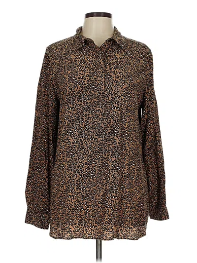 Pre-owned Goodthreads Long Sleeve Blouse In Brown