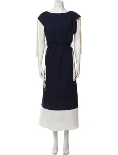 Pre-owned Goop G. Label Bateau Neckline Long Dress In Blue