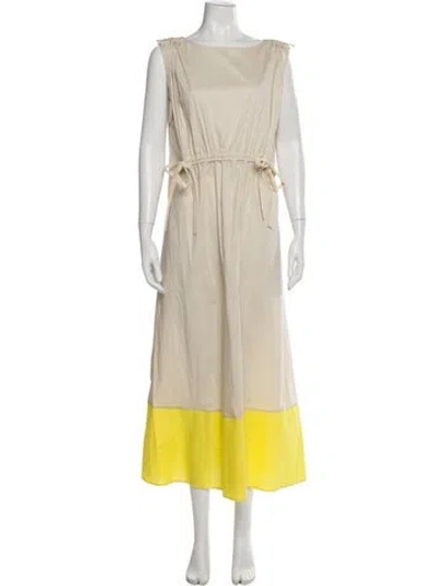 Pre-owned Goop G. Label Bateau Neckline Long Dress In Neutral