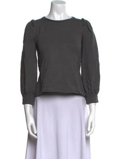 Pre-owned Goop G. Label Bateau Neckline Three-quarter Sleeve Sweatshirt In Gray