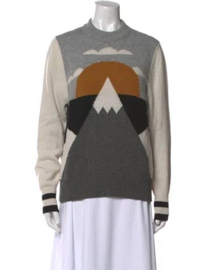Pre-owned Goop G. Label Cashmere Graphic Print Sweater In Gray