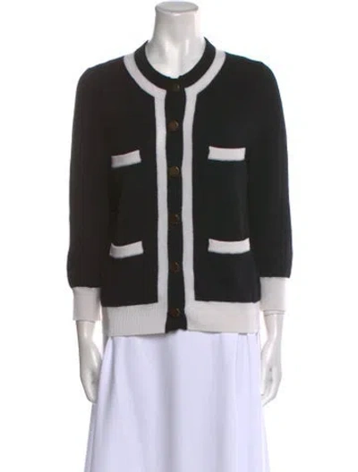 Pre-owned Goop G. Label Cashmere Striped Sweater In Black