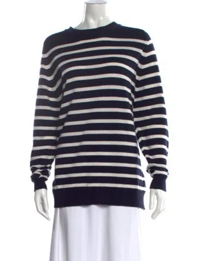 Pre-owned Goop G. Label Cashmere Striped Sweater In Blue