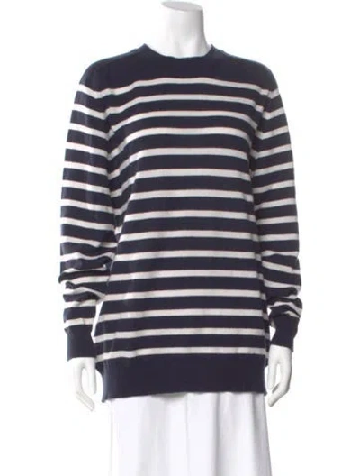 Pre-owned Goop G. Label Cashmere Striped Sweater In Blue