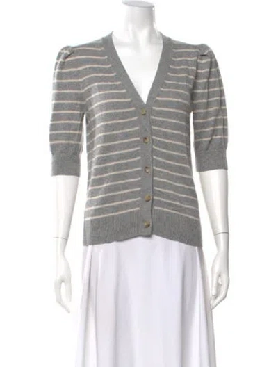 Pre-owned Goop G. Label Cashmere Striped Sweater In Gray