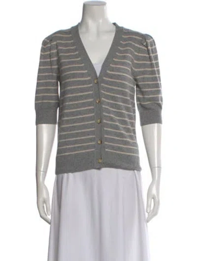Pre-owned Goop G. Label Cashmere Striped Sweater In Gray