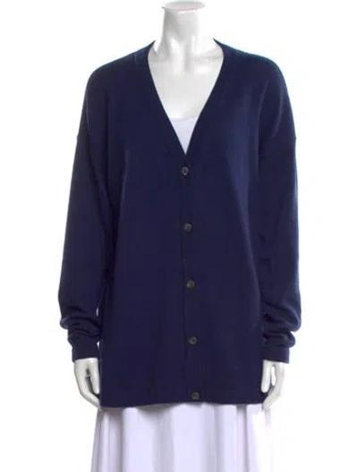 Pre-owned Goop G. Label Cashmere V-neck Sweater In Blue